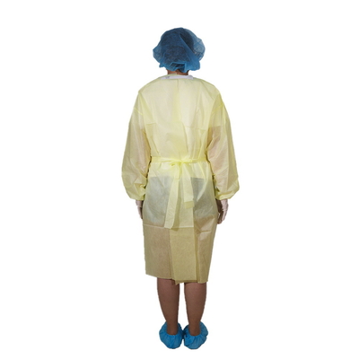 Vestido quirúrgico del aislamiento disponible amarillo de la prenda impermeable