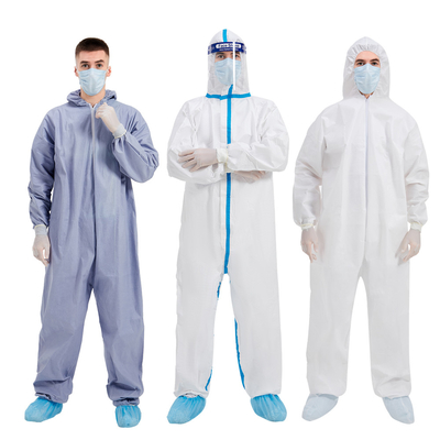 Sustancia química de trabajo disponible de la raya azul de la bata del recinto limpio de la prenda impermeable protectora
