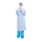 Llano 4 vestidos quirúrgicos disponibles azules de Spunlace con el puño hecho punto no tejido
